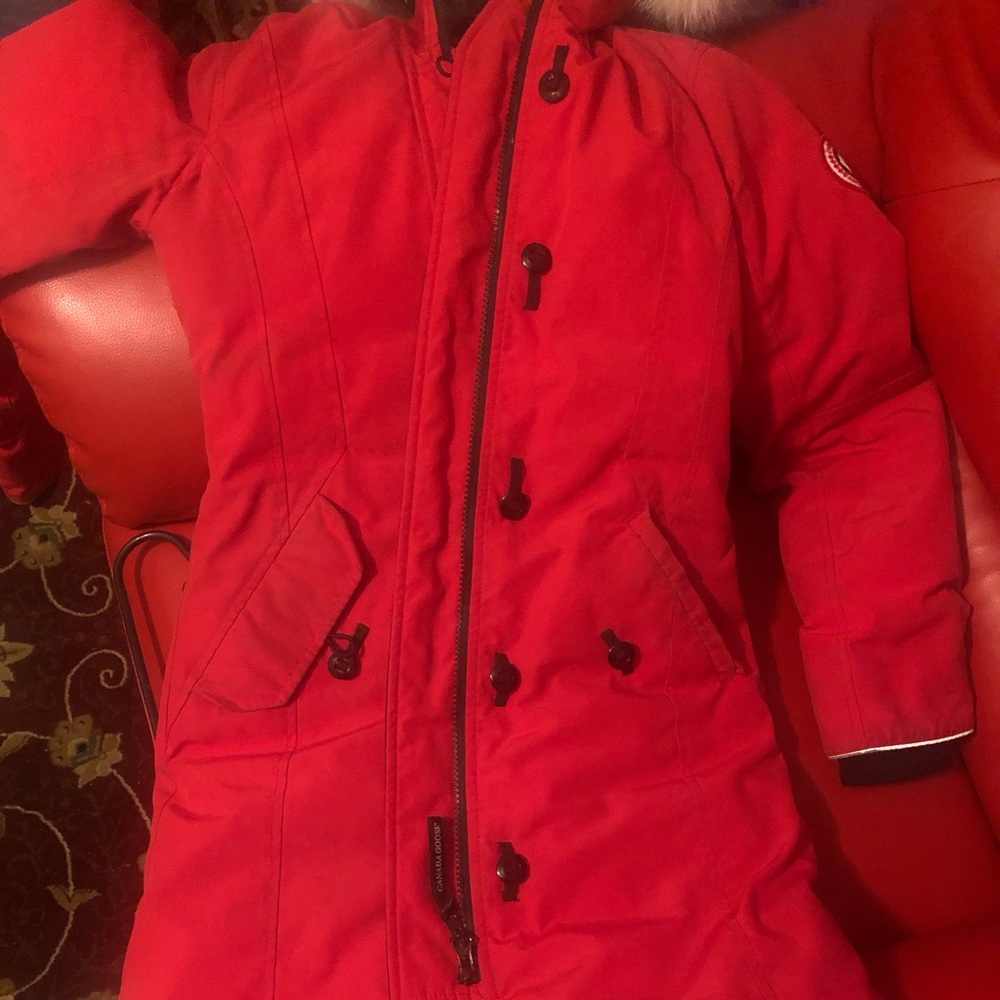 Girls red Canada Goose Parka